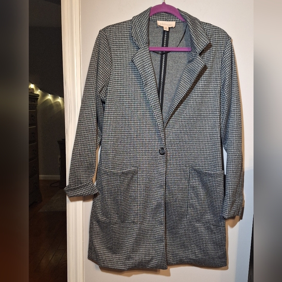 Philosophy Jackets & Blazers - Philosophy Black and Gray Houndstooth Blazer Duster
